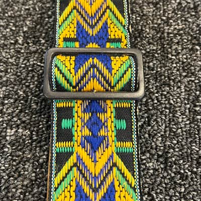 Ace Vintage 1970's Guitar Strap 1970’s - Green , Yellow , Blue made in the USA image 4