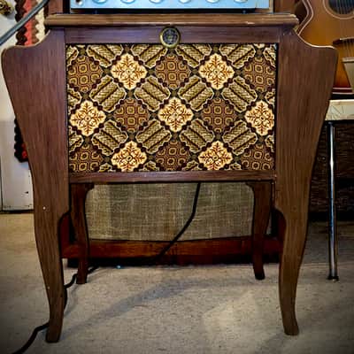 Rotary Connection Loaded 1x10 closed or open optional vintage MCM style speaker guitar cabinet. Vintage Rola Speaker.  Handmade from repurposed vintage real wood furniture. 2026 - Wood image 4