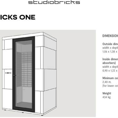 Studio Bricks accoustic sound proofed recording/practice booth Studio Bricks one 2021 White image 10