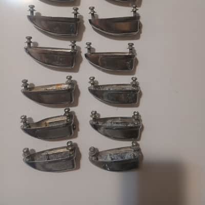 Unkown Vintage bass drum lugs star,kent? 60,s 70,s - Aged chrome metal, uncleand image 4