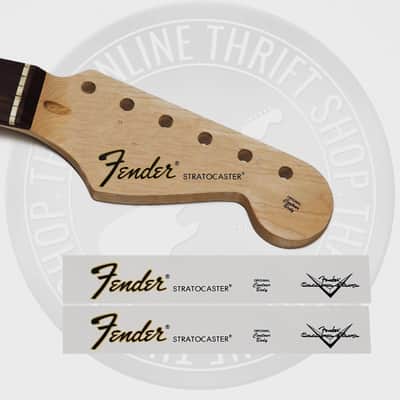 Fender Strat Waterslide Guitar Headstock Decals with Custom Shop Logo (Set of 2) image 1