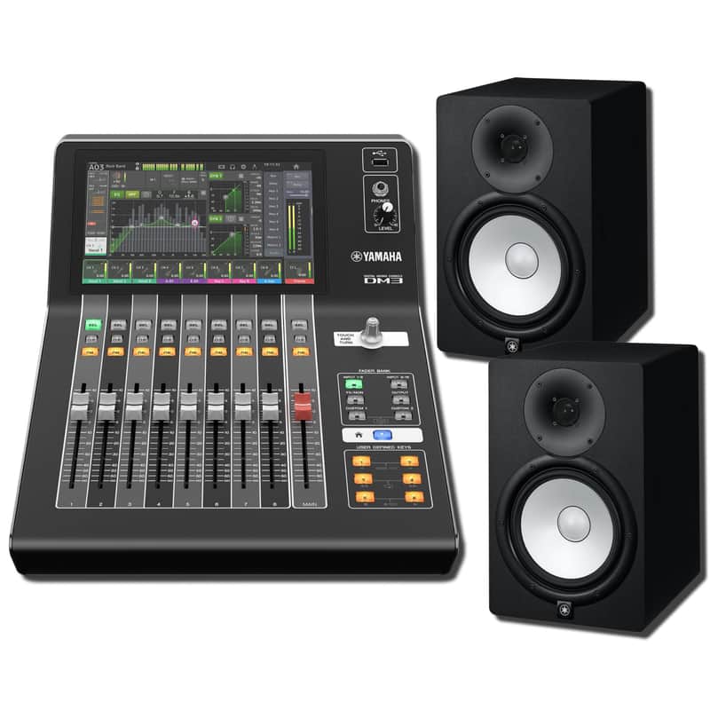 Yamaha DM3S 22-Channel Ultra-Compact Digital Mixing Console Studio Monitor Bundle with 2 HS8 8-Inch Powered Studio Monitors image 1