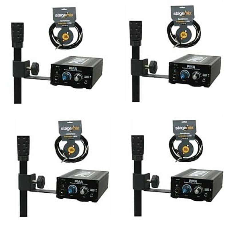 4 Elite Core EC-PMA-SP In Ear Hard Wired Monitor Amp w/stand Adapter & 18 ft Cable image 1