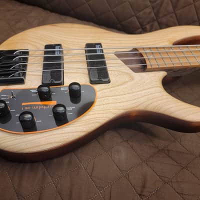Cort B4ELEMENTOPN Mahogany Body Ash Top 5pcs Walnut & Panga Panga 4-String Electric Bass Guitar w/Hard Case image 17
