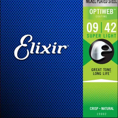 ELIXIR 19002 OPTIWEB NICKEL PLATED STEEL ELECTRIC GUITAR 6-String (SUPER LIGHT 9-42) image 1