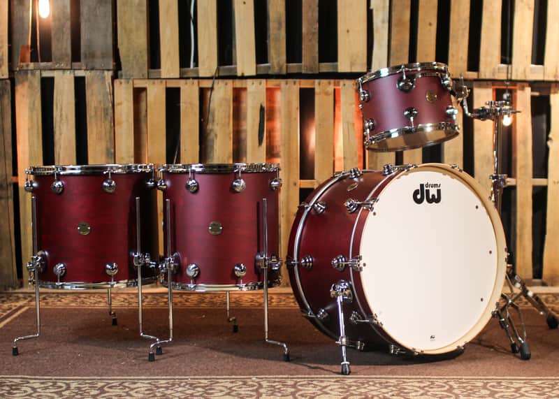 DW Collector's Jazz Maple Gum Cherry Satin Oil Drum Set - 24,13,16,18 - SO#1410733 image 1