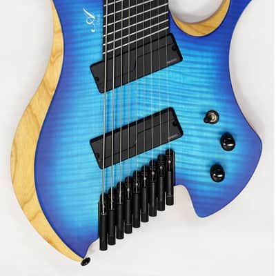 Agile 9 String Fan Fret Headless Guitar CHIRAL NIRVANA 92528 RL MOD SS Oceanburst Flame image 2
