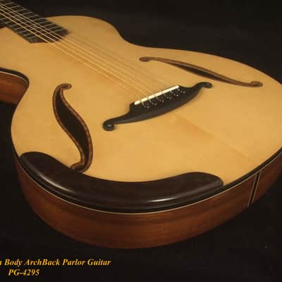 Handcrafted ArchBack Parlor Guitar Thin Body Solid Acacia, Spruce, MOP Inlay, Soft-bag, Bruce Wei PG-4295 image 3