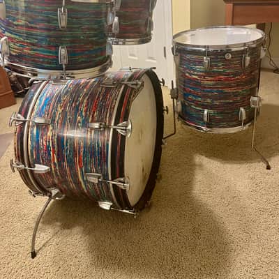 Ludwig Big Beat Drum Set 12/13/16/22 1970/71 - Psychedelic Red image 9