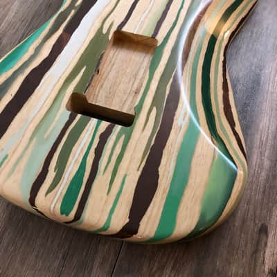 FRANCHIN Mercury guitar body Colorful Wood Grain Green Oil Paint and Bronze Metallic Leaf Swamp Ash S-type Made in Italy - Stock piece #03700918 image 10