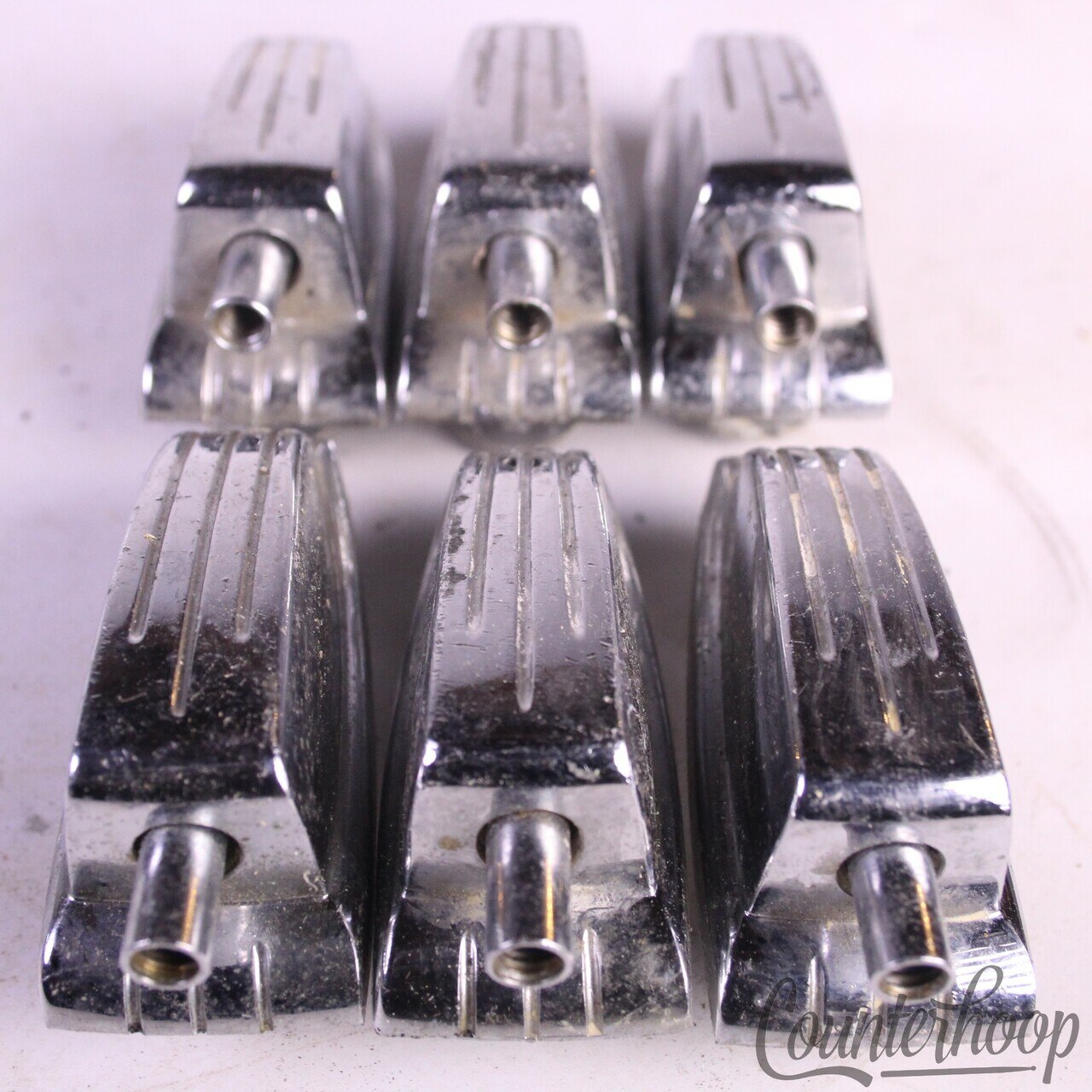 Ludwig 6x Bass/Floor Tom Drum Lugs Large Classic Chrome Tension Lug Vintage 60s — main photograph