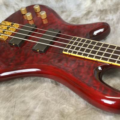 Left Handed 2006 SCHECTER Elite-4 NT Bass Guitar - Cherry QMT image 12