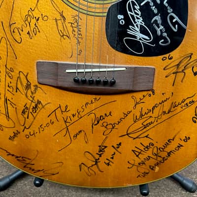 Used Yamaha Acoustic Guitar FG-110 w/ Signatures, Signed, and Autographed by The Kingsmen, Brenda Lee, and MORE!! image 4