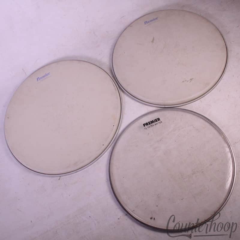 Premier 3x Tom Drum Heads Set 13,14"Vintage 60s England,15"Clear CL Extra Batter image 1