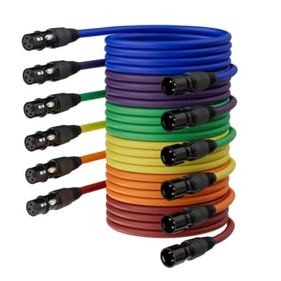 XLR Cables, Microphone Cable Male to Female 25ft 6Pack, XLR Speaker Cable Gold-Plated 3-Pin for Microphone, Mixer, Recording Studio- 25 Feet, 6 Color Pack image 1
