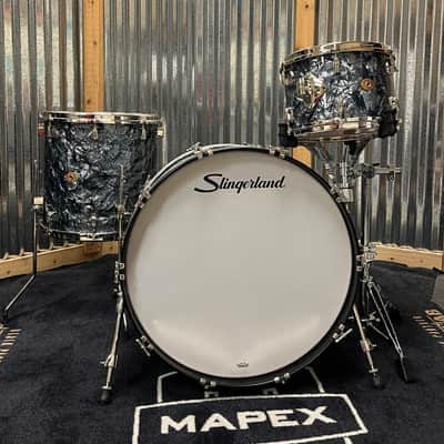 Slingerland Radio King 3-Piece Shell Pack SLKTFPK24N03AI069 2025 to present - Black Diamond Pearl Wrap image 1