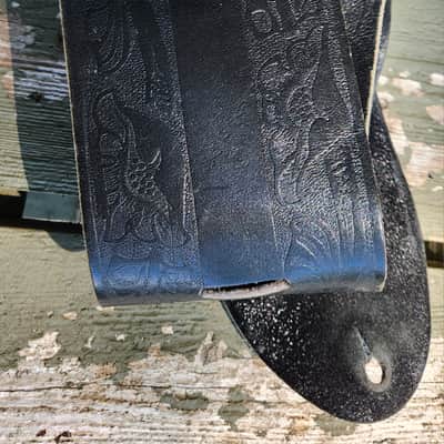 VINTAGE! Hand-Tooled Leather Bass Guitar Strap 1970s image 9