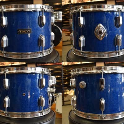 Vintage Pearl Kit "Tempro"  Drum Set with Snare in Blue Sparkle 20, 14, 12, 16 image 18