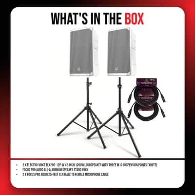 Electro Voice ELX200 12PW 12 Inch 1200W White 2 Pack Loudspeaker Bundle image 8