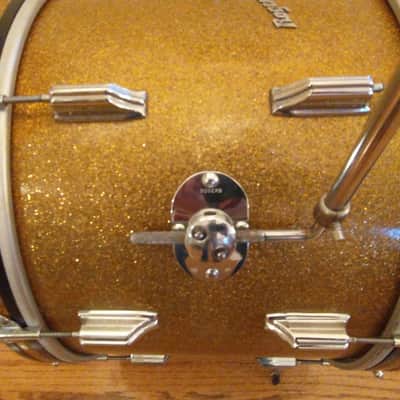 Rogers Vintage Holiday Gold Sparkle 14 X 20 Bass Drum, Early 1960s, Cleveland Tag! image 9