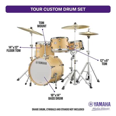 Yamaha Tour Custom Maple 3pc Drum Set Butterscotch Satin image 2