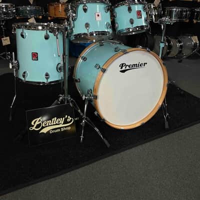~NEW~ Premier Elite Maple/Birch Hybrid 4-Piece 10/12/16/22 Drum Kit Set in Baby Blue Lacquer w/ Natural Gloss Bass Drum Hoops image 3