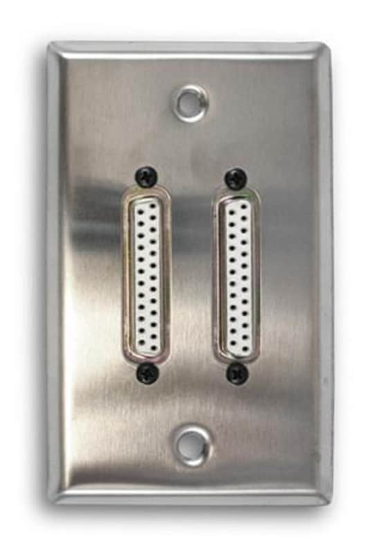 Single Gang Dual VGA Stainless Steel Wall Plate image 1