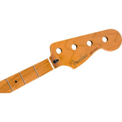 Fender Roasted Maple Jazz Bass Neck - Maple Fingerboard, 20 Medium Jumbo Frets, Modern "C" image 6
