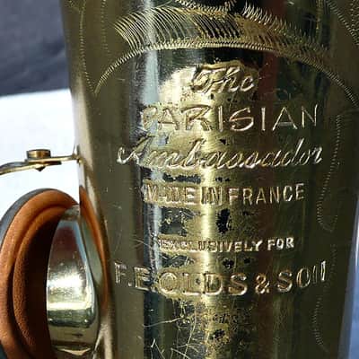 Vintage F. E. OLDS Parisian Ambassador Alto Sax w Neck, Mouthpiece + Case - Good Pads - France - VGC image 17