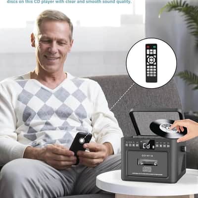 Bluetooth 5.1 CD & Cassette Boombox – Rechargeable 5000mAh Portable Stereo with FM, USB, TF & Remote image 5