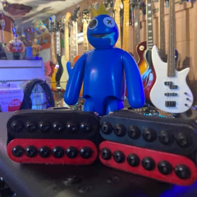 Import High Output “Invader” Style Humbucker Pickup Set - Black and Red image 1