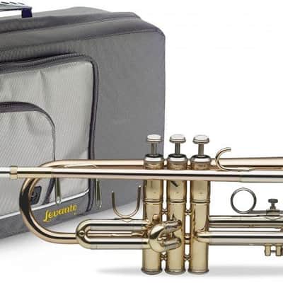 Levante LV-TR6305 Professional Bb Trumpet Bell & Leadpipe in Gold Brass w/Case& Mouthpiece 7C Silver image 1