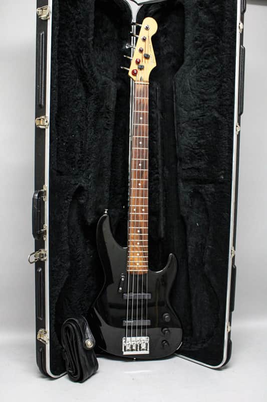1993 Fender Jazz Bass Plus V 5-String Bass Black w/HSC image 1