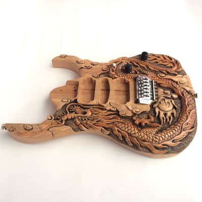 DIY Guitar Kit Ibanez Project Builder Custom Carved Dragon Solid Ash Body Only image 3