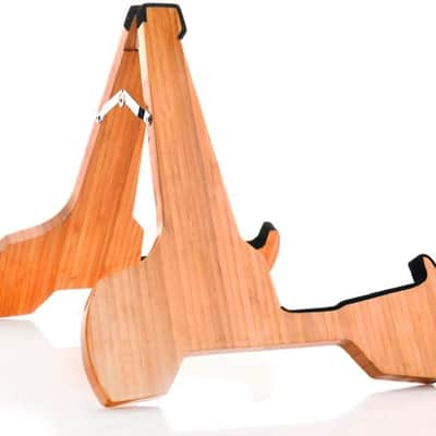 Guitar Stand Real Bamboo A-Frame Folding Thickened Universal, With Soft Leather Protection, Safe Non-Slip Portable Stringed Instrument Stand, For Acoustic, Classical, Electric Guitar, Bass… image 3