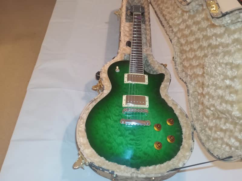 Xaviere XV-500 Les Paul Greenburst - with Desert Storm Camo case image 1