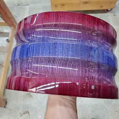 HHG Drums  PRE SALE 13x7 Contoured White Ash Stave Snare  2020 Blue Raspberry High Gloss Burst Lacqu image 6