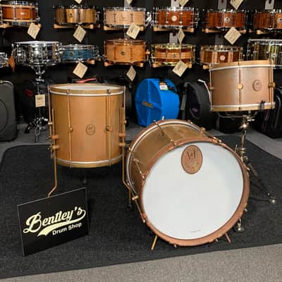 *WOW!* A&F Drum Co. 3-Piece 12/14/18 Royal Brass Bop Drum Kit Set with Wood Bass Drum Hoops image 1