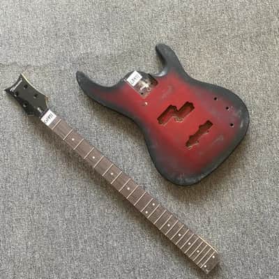 Red Burst 4 String Bass Basswood Body with Maple Neck, Rosewood Fingerboard image 7