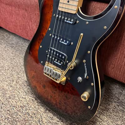 Michael Kelly CC60BB Custom Collection Double Cut HSS Burl Burst image 2