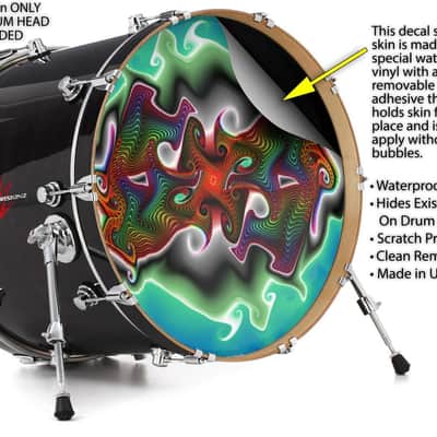 Decal Skin FITS 22" Bass Kick Drum Butterfly HEAD NOT INCLUDED image 2