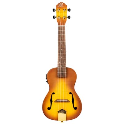 Ortega Custom Built Series Flamed Maple Arched Top Okoume Neck 4-String Concert Electric Ukulele w/Gig Bag image 3
