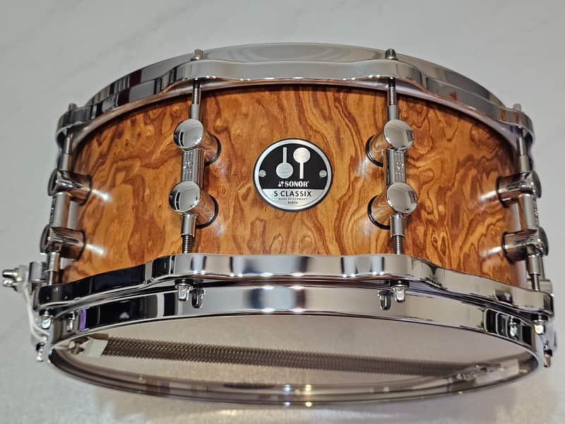 Sonor SC 10 1406 SDWD S Classix 14"x 6" Scandinavian Birch Snare in Walnut Root Veneer w/ Hella Hoops image 1