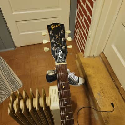 Gibson  Les Paul Jr  1959 Modded Maple Top With Brazilian Rosewood Inserts Painted Blue And Orange With Added Old Growth Flame Maple Cap Odd Ball Conversion image 4