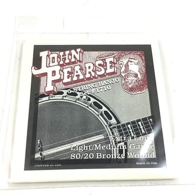 John Pearse Banjo Strings 5 Strings 80/20 Bronze Wound Lt / Med Gauge Extra Long