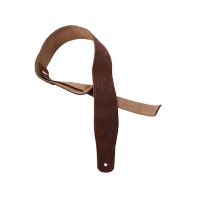 Levy's Signature Series 2.5" Wide Suede Leather Guitar Strap Brown Suede image 1