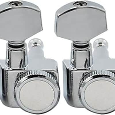Pro 6-in-line 2-pins Guitar Locking Tuners Machine Heads Tuning Pegs Keys Set for Fender Strat/Tele, Chrome image 1