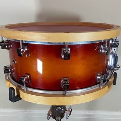Yamaha 14x6.5 Sensitive Series Maple Snare Drum w/ Vintage Wood Hoops Amber Sunburst Japan MSD1465 - Amber Sunburst image 4