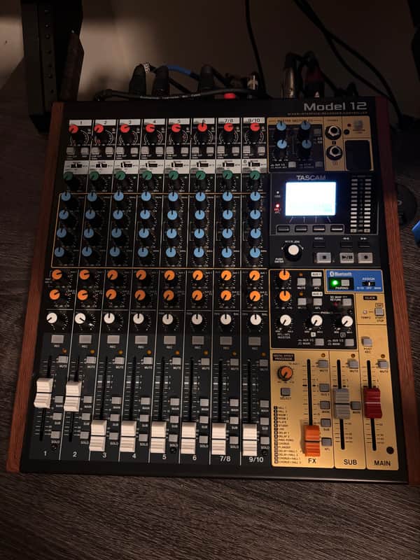 TASCAM Model 12 Multitrack Recorder / Mixer / USB Interface 2020 - Present - Black with Wood Cheeks image 1