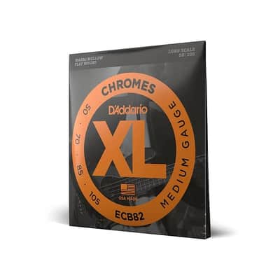 D'Addario ECB82 Chrome Flat Wound Electric Bass Strings Medium Gauge 50 70 85 105 image 1